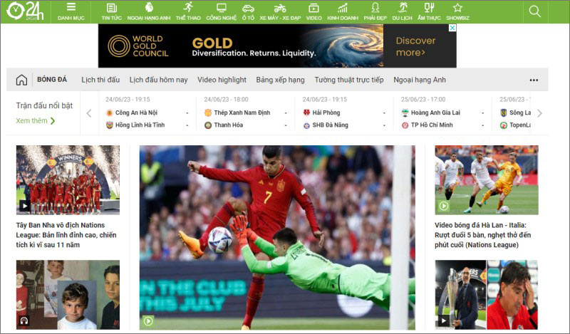 24h.com.vn - Trang web chuyên về nhận định, tin tức bóng đá